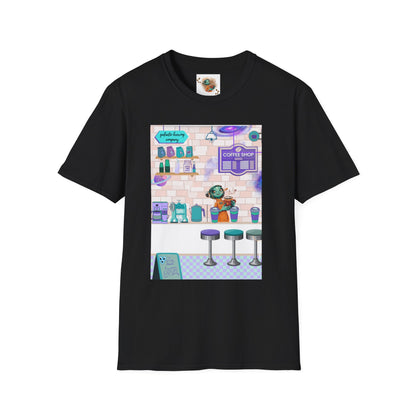 Coffee Shop Menu T-Shirt — Cute Pastel Cafe Design ("cosmic brews" menu)