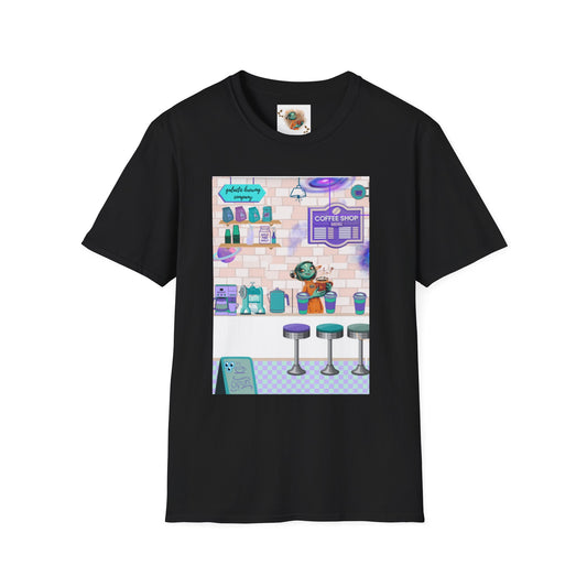 Coffee Shop Menu T-Shirt — Cute Pastel Cafe Design ("cosmic brews" menu)