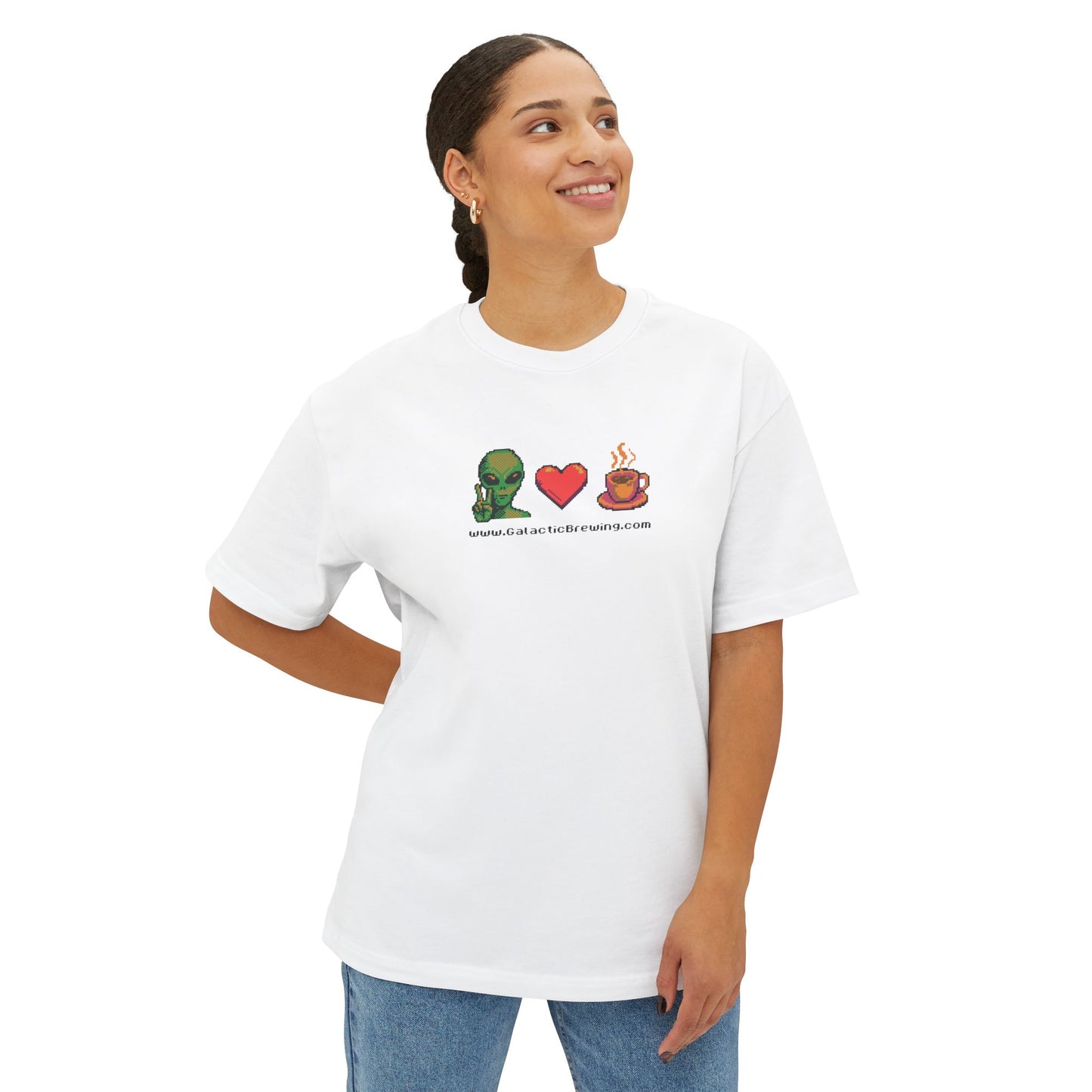 Peace Love and Coffee 8-bit - T‑Shirt