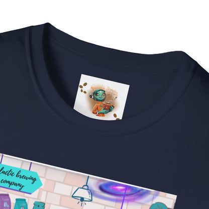 Coffee Shop Menu T-Shirt — Cute Pastel Cafe Design ("cosmic brews" menu)