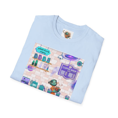 Coffee Shop Menu T-Shirt — Cute Pastel Cafe Design ("cosmic brews" menu)