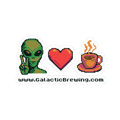 Peace Love and Coffee 8-bit - Kiss-Cut Sticker