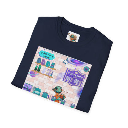 Coffee Shop Menu T-Shirt — Cute Pastel Cafe Design ("cosmic brews" menu)