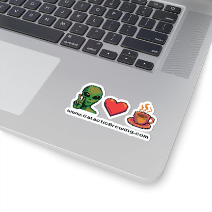 Peace Love and Coffee 8-bit - Kiss-Cut Sticker