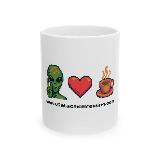 Peace Love and Coffee 8-bit— Coffee Mug (11oz)