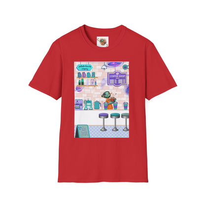 Coffee Shop Menu T-Shirt — Cute Pastel Cafe Design ("cosmic brews" menu)